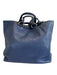 Prada Navy Blue Leather Top Handle Triangle Logo Crossbody Strap Tote Bag Navy Blue / XL
