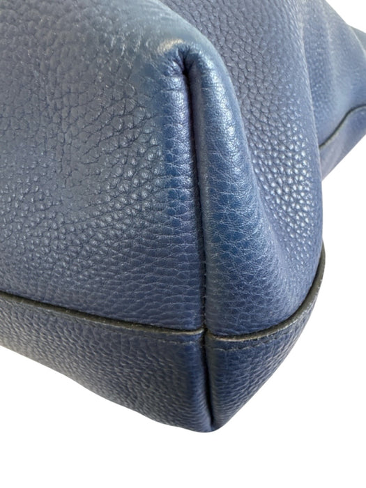 Prada Navy Blue Leather Top Handle Triangle Logo Crossbody Strap Tote Bag Navy Blue / XL