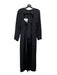 Tibi Size 6 Black Silk Wide Leg Long Sleeve Open Back Fringe Belt Jumpsuit Black / 6