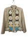 Tory Burch Size 2 Beige & Multi Silk Embroidered Floral Front Zip Jacket Beige & Multi / 2