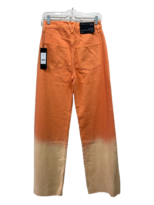 Veronica Beard Size 26 Orange Cotton Denim High Rise Ombre Wide Leg Jeans Orange / 26