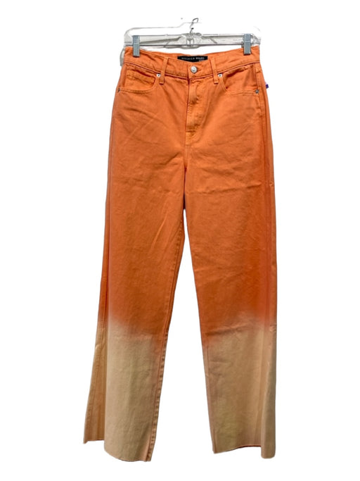 Veronica Beard Size 26 Orange Cotton Denim High Rise Ombre Wide Leg Jeans Orange / 26
