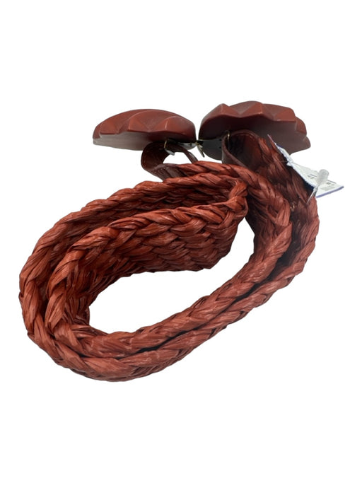 Johanna Ortiz Rust Red Straw & Plastic Seashells Waist Belt Belts Rust Red / S