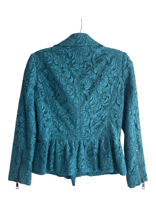 Burberry London Size 6 Turquiose Cotton Blend Button Collar Zip sleeve Jacket Turquiose / 6