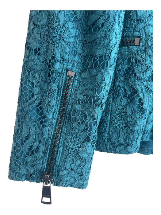 Burberry London Size 6 Turquiose Cotton Blend Button Collar Zip sleeve Jacket Turquiose / 6