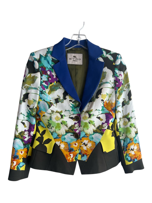 Etro Milano Size 40 Green & Multi Viscose Blend Fitted Cropped Jacket Green & Multi / 40