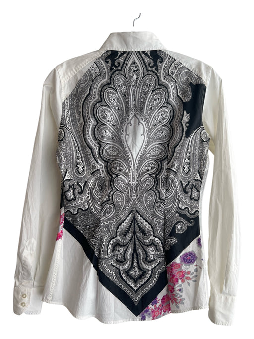 Etro Size 38 Black, White & Multi No Fabric Tag Fitted Long Sleeve Top Black, White & Multi / 38