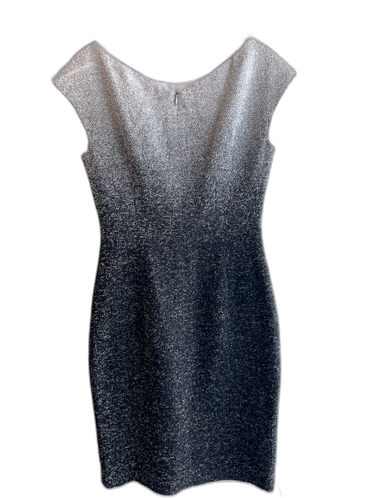 Escada Size 34 Black & White Silk Blend Sleeveless Knee Length Back Zip Dress Black & White / 34