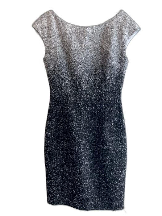 Escada Size 34 Black & White Silk Blend Sleeveless Knee Length Back Zip Dress Black & White / 34