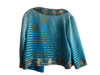 Trina Turk Size 4 Turquoise & Gold Silk Long Sleeve Sequin Detail Sheer Cardigan Turquoise & Gold / 4
