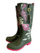 Joules Shoe Size 8 Green & Pink Rubber Round Toe Flower Knee High Rainboot Boots Green & Pink / 8