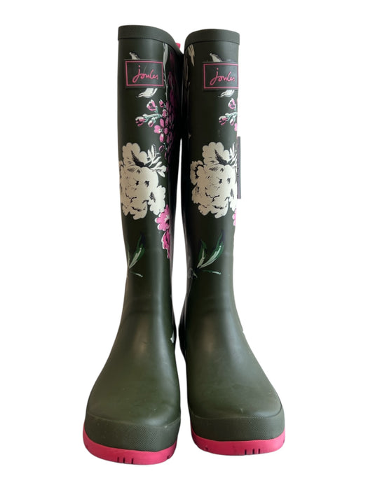 Joules Shoe Size 8 Green & Pink Rubber Round Toe Flower Knee High Rainboot Boots Green & Pink / 8