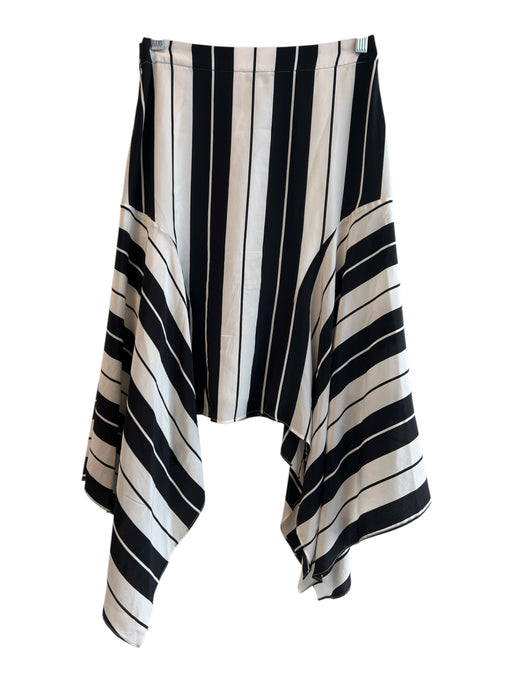 Joie Size 2 Black & White Silk Striped Side Zip Asymetric Hemline Skirt Black & White / 2