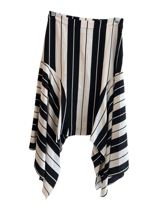 Joie Size 2 Black & White Silk Striped Side Zip Asymetric Hemline Skirt Black & White / 2
