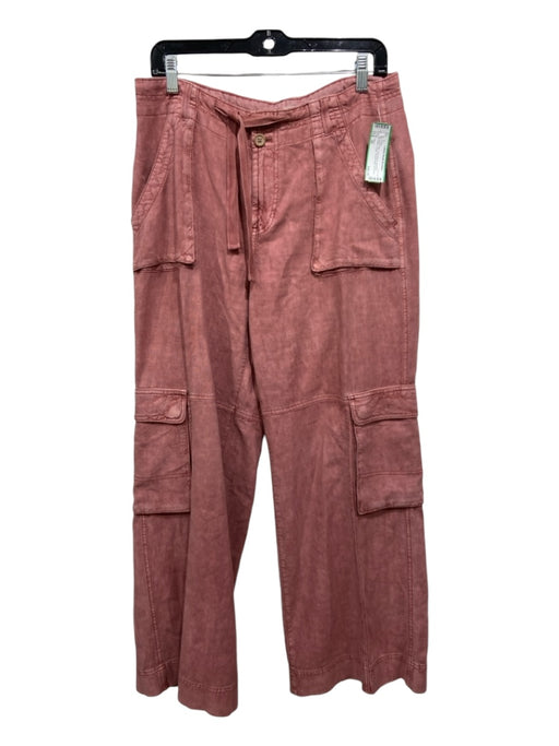 Pilcro Size 29 Dusty Pink Linen Blend Low Rise Button Cargo Straight Wide Pants Dusty Pink / 29