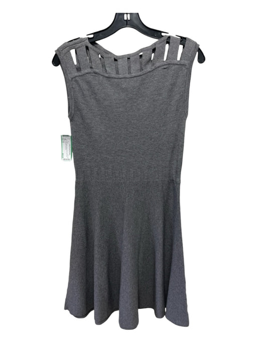 Milly Size S Gray Viscose Knit Cut Out Boat Neck Sleeveless Dress Gray / S