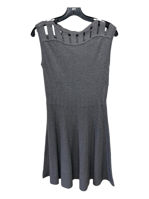 Milly Size S Gray Viscose Knit Cut Out Boat Neck Sleeveless Dress Gray / S