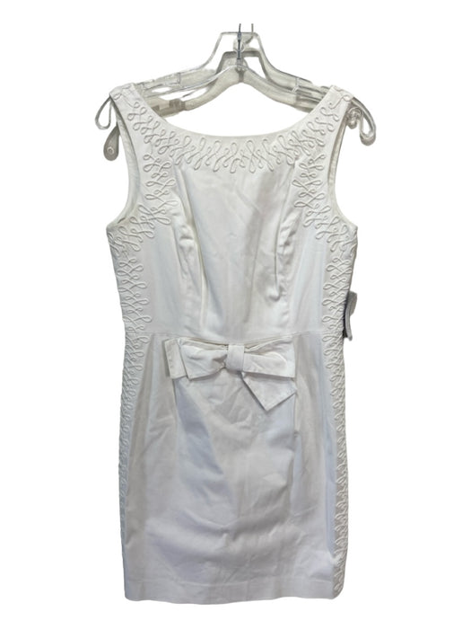Lilly Pulitzer Size 6 White Cotton Blend Sleeveless Embroidered Wide Neck Dress White / 6