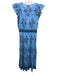 Bindu Size S Blue, Purple, Multi Cotton floral print Cap Sleeve V Neck Dress Blue, Purple, Multi / S