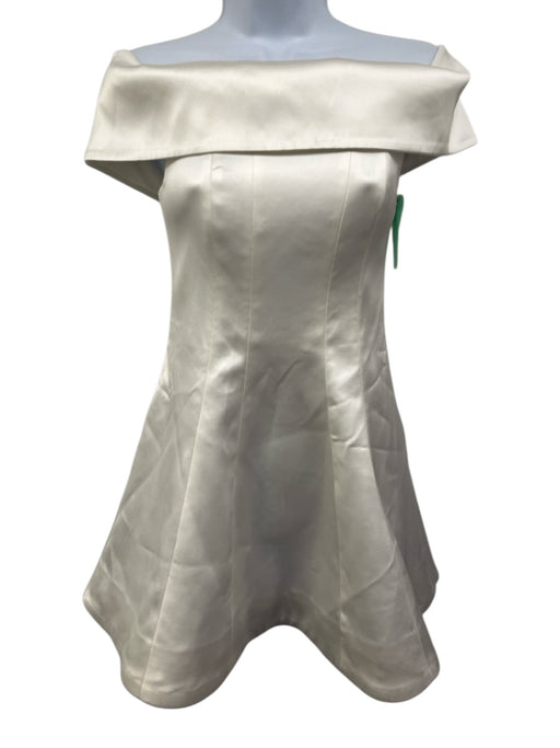 Lovers and Friends Size XS White Acetate Blend Satin Off Shoulder Paneled Dress White / XS