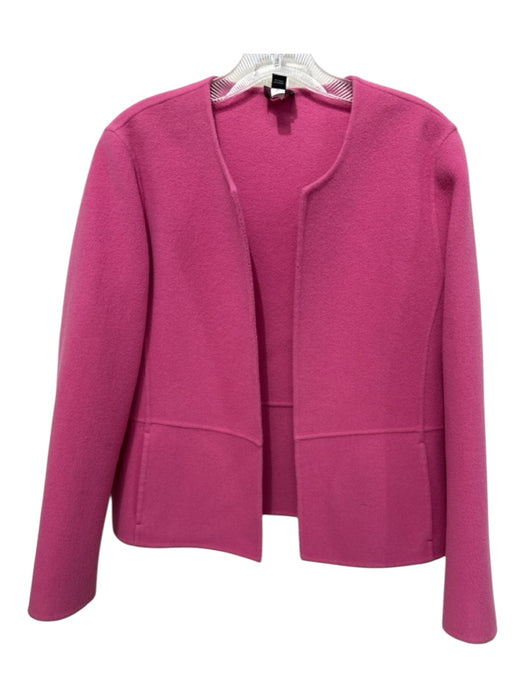 Eileen Fisher Size S Pink Wool Blend Collarless seam detail Long Sleeve Jacket Pink / S