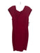 Roland Mouret Size 10 Red Viscose Blend Cap Sleeve Darted Midi Back Zip Dress Red / 10