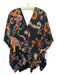 Etro Size Medium Black & Multi Silk Drop Shoulder Tiger & Flowers V Neck Top Black & Multi / Medium