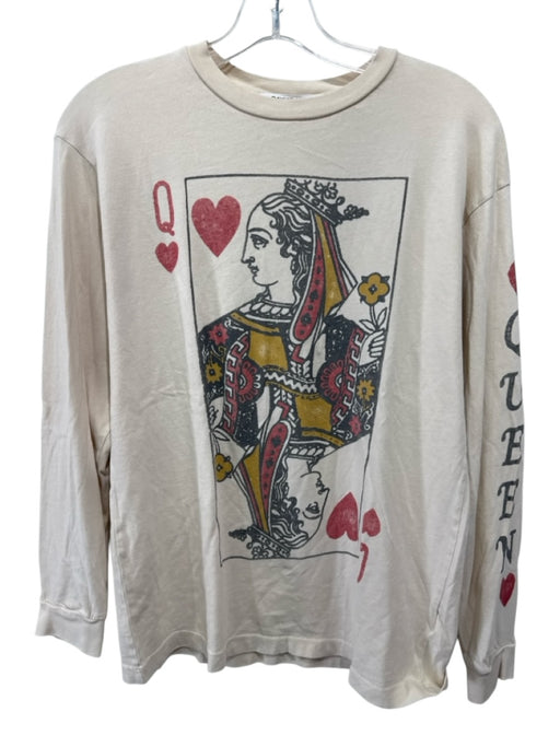 Daydreamer Size XS Beige, Black, Red Cotton Long Sleeve Queen of Hearts Top Beige, Black, Red / XS
