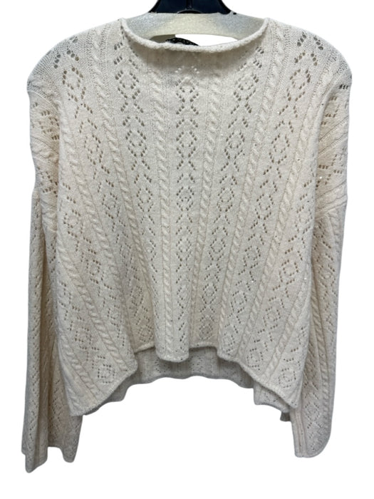 Molly Bracken Size Est S Cream White Acrylic Blend Sequins Cable Knit Sweater Cream White / Est S