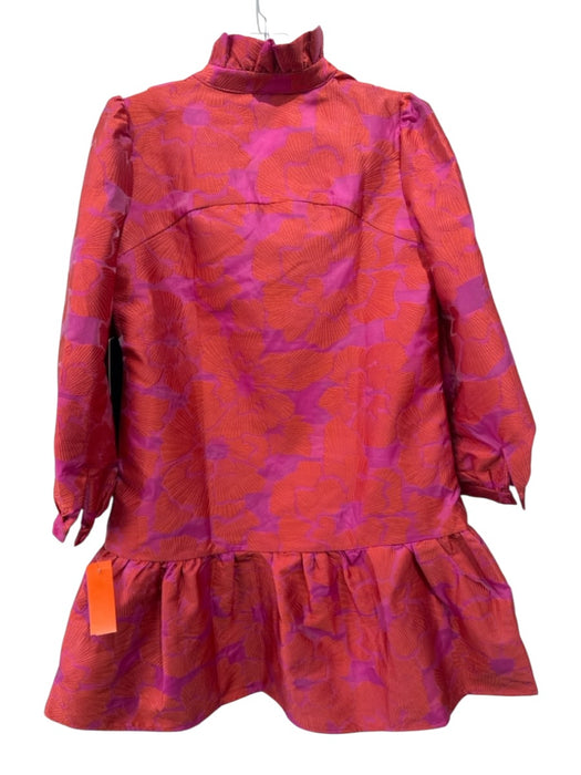 Tuckernuck Size XXS Pink & Red Polyester Long Sleeve Jacquard Ruffle Hem Dress Pink & Red / XXS