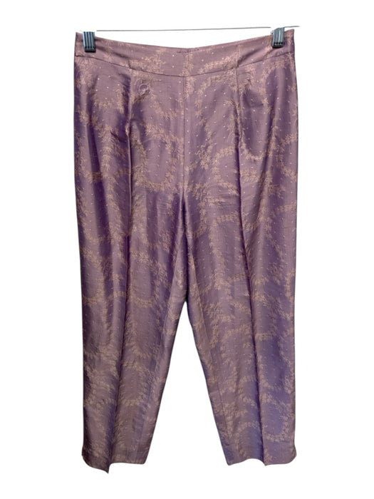 Tara Jarmon Size 36 purple & pink Silk Side Zip Jacquard Straight Leg Pant Set purple & pink / 36