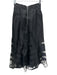 Sass & Bide Size 2 Black Linen Blend Back Zip Sheer Overlay Midi Skirt Black / 2