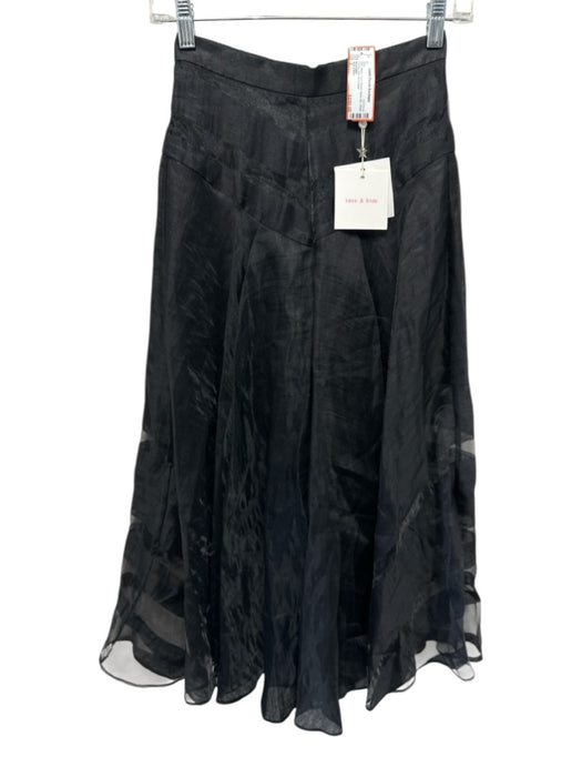 Sass & Bide Size 2 Black Linen Blend Back Zip Sheer Overlay Midi Skirt Black / 2