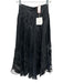 Sass & Bide Size 2 Black Linen Blend Back Zip Sheer Overlay Midi Skirt Black / 2