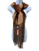 Bindya Beige & Brown Wool & Silk Cord Ombre Fringe scarf Beige & Brown / L