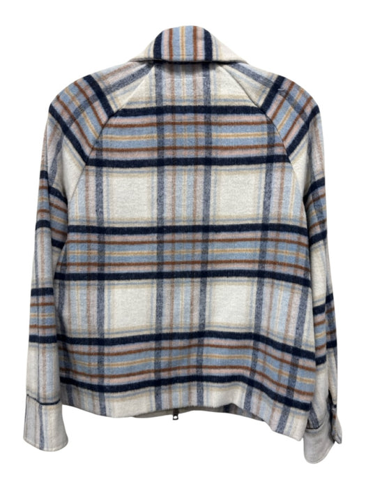 Dylan Size S Blue, White &  Brown Collar Plaid Zip Up Shacket Jacket Blue, White &  Brown / S