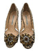 Manolo Blahnik Shoe Size 35 Beige, Tan, Black Suede Animal Print Peep Toe Pumps Beige, Tan, Black / 35
