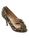 Manolo Blahnik Shoe Size 35 Beige, Tan, Black Suede Animal Print Peep Toe Pumps Beige, Tan, Black / 35