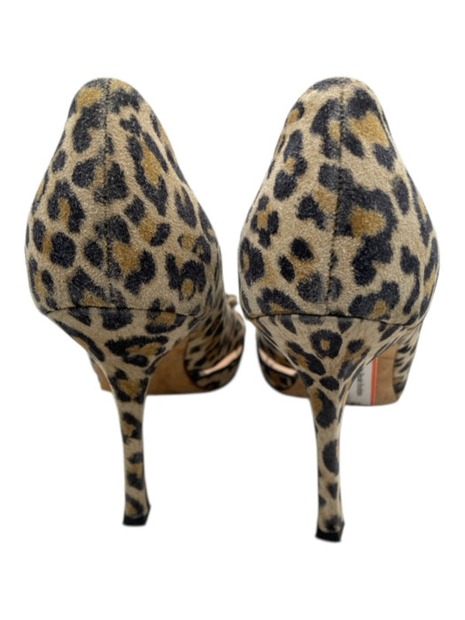 Manolo Blahnik Shoe Size 35 Beige, Tan, Black Suede Animal Print Peep Toe Pumps Beige, Tan, Black / 35