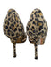 Manolo Blahnik Shoe Size 35 Beige, Tan, Black Suede Animal Print Peep Toe Pumps Beige, Tan, Black / 35