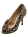 Manolo Blahnik Shoe Size 35 Beige, Tan, Black Suede Animal Print Peep Toe Pumps Beige, Tan, Black / 35