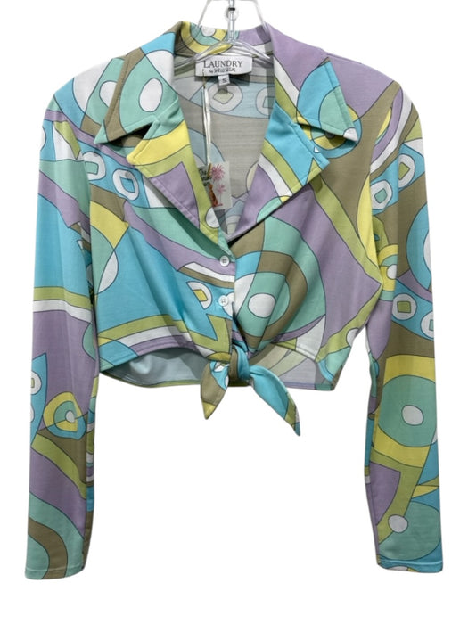 Laundry by Shelli Segal Size S Blue, Green, Purple Polyester Long Sleeve Top Blue, Green, Purple / S
