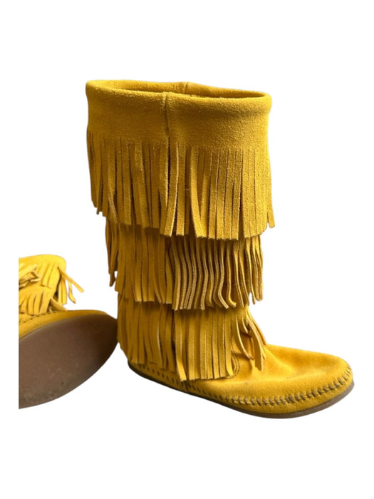 Minnetonka Shoe Size 8 Mustard Suede Fringe Below the Knee Boots Mustard / 8