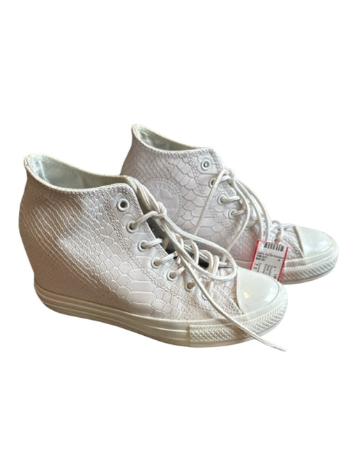 Converse Shoe Size 7.5 White Leather Wedge Snake Embossed Lace Up Sneakers White / 7.5