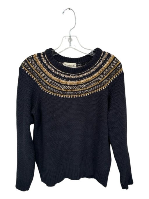 The Reeds Size M Navy & Yellow Cotton Knit Metallic Sweater Navy & Yellow / M