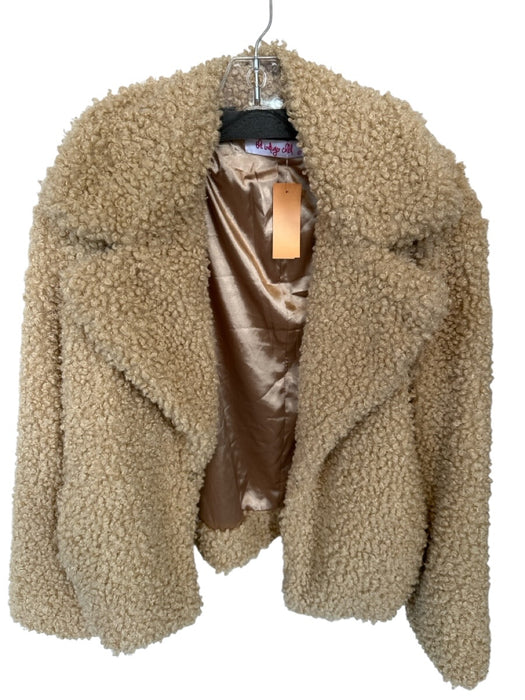 The Indigo Child Size S Tan Faux Shearling Hook & Eye Collar short Jacket Tan / S