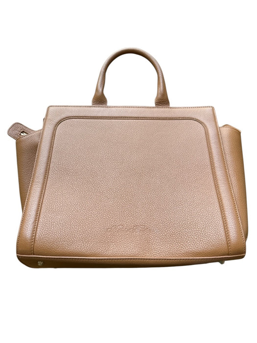 Brook's Brothers Light Brown Leather Top Handles Zip Close Structured Bag Light Brown / L