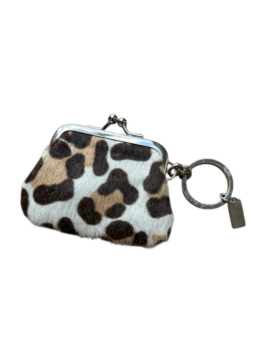 Coach Brown & Cream Pony Hair Animal Print Kiss Lock Keychain Bag Brown & Cream / XS