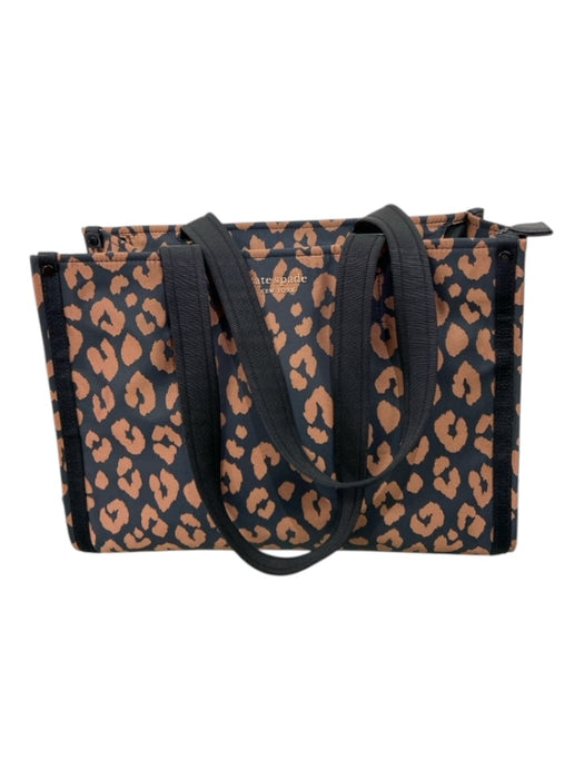 Kate Spade Black & Brown Nylon Cheetah Tote Zip closure Bag Black & Brown