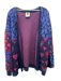 Farm Rio Size L Blue, Black, Red Acrylic & Polyamide Long puff sleeve Cardigan Blue, Black, Red / L